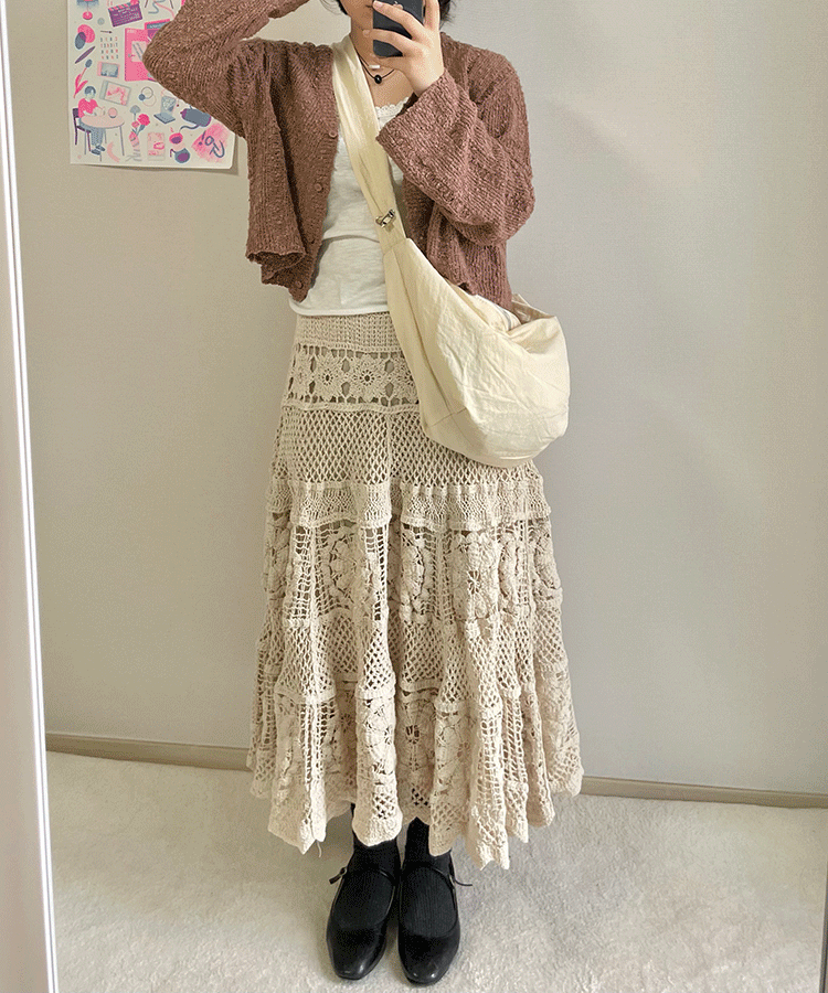 Knit skirt (뜨개 니트 롱스커트)
