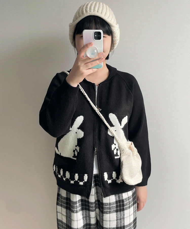 Rabbit two-way knit zip-up (토끼 투웨이 니트 집업)
