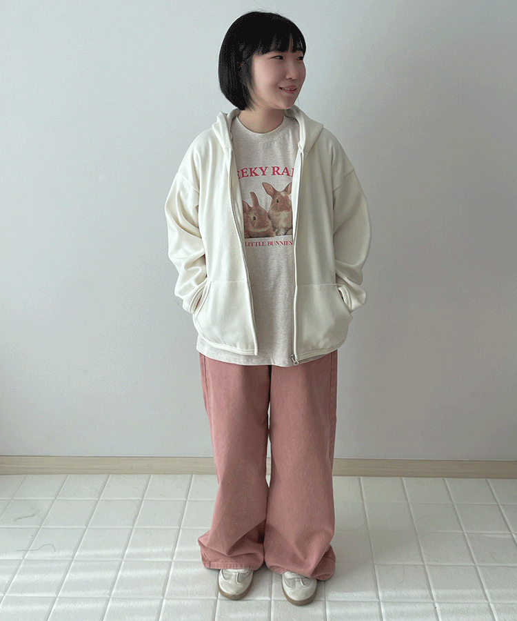 Pink-Color cotton wide pants (핑크 컬러 코튼 와이드 팬츠)